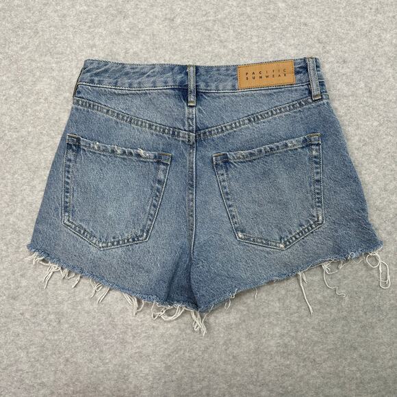 Pacsun Jean Shorts WMNS 24 High Rise Festival Cut-Off Distressed Raw Hem Denim - Picture 5 of 10